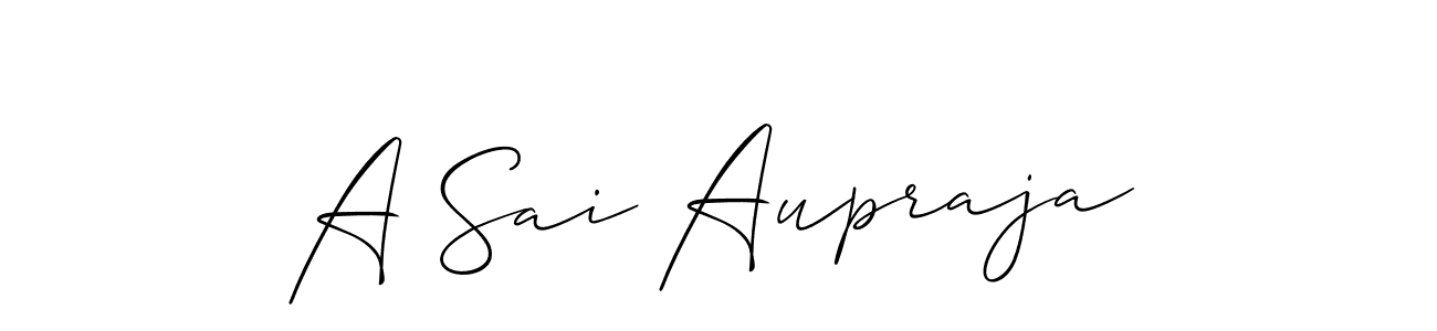 The best way (Allison_Script) to make a short signature is to pick only two or three words in your name. The name A Sai Aupraja include a total of six letters. For converting this name. A Sai Aupraja signature style 2 images and pictures png