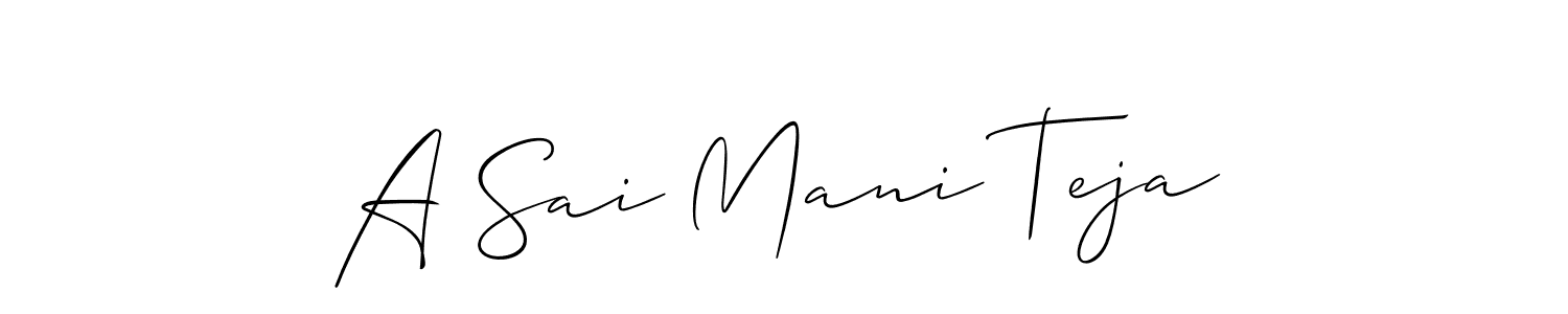 How to Draw A Sai Mani Teja signature style? Allison_Script is a latest design signature styles for name A Sai Mani Teja. A Sai Mani Teja signature style 2 images and pictures png