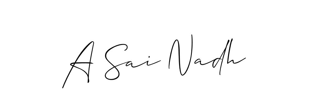 if you are searching for the best signature style for your name A Sai Nadh. so please give up your signature search. here we have designed multiple signature styles  using Allison_Script. A Sai Nadh signature style 2 images and pictures png