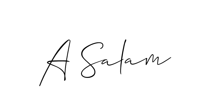 Use a signature maker to create a handwritten signature online. With this signature software, you can design (Allison_Script) your own signature for name A Salam. A Salam signature style 2 images and pictures png