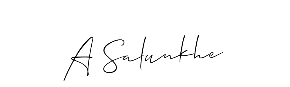 Use a signature maker to create a handwritten signature online. With this signature software, you can design (Allison_Script) your own signature for name A Salunkhe. A Salunkhe signature style 2 images and pictures png