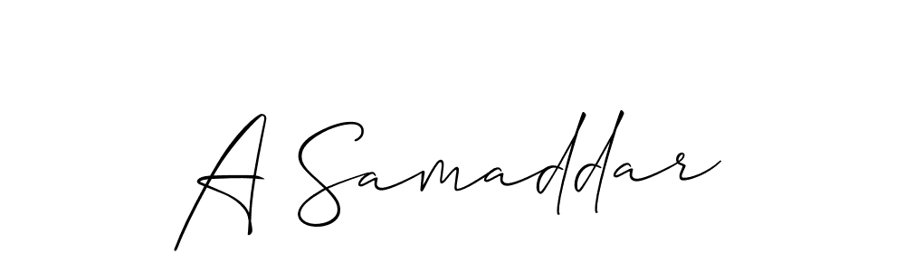 The best way (Allison_Script) to make a short signature is to pick only two or three words in your name. The name A Samaddar include a total of six letters. For converting this name. A Samaddar signature style 2 images and pictures png