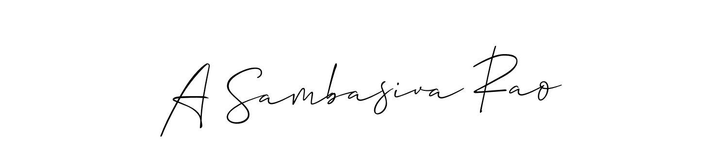 The best way (Allison_Script) to make a short signature is to pick only two or three words in your name. The name A Sambasiva Rao include a total of six letters. For converting this name. A Sambasiva Rao signature style 2 images and pictures png