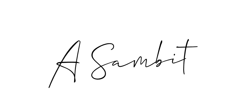 The best way (Allison_Script) to make a short signature is to pick only two or three words in your name. The name A Sambit include a total of six letters. For converting this name. A Sambit signature style 2 images and pictures png