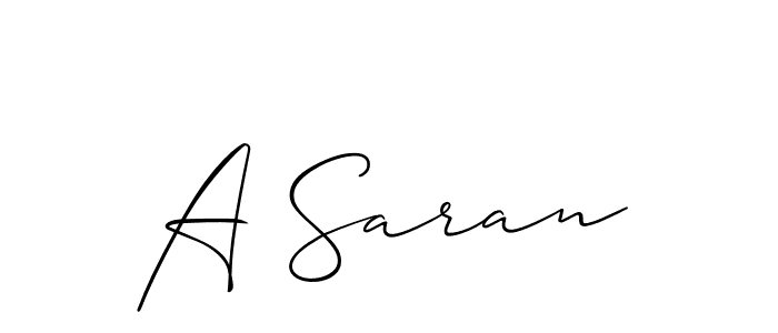 Design your own signature with our free online signature maker. With this signature software, you can create a handwritten (Allison_Script) signature for name A Saran. A Saran signature style 2 images and pictures png