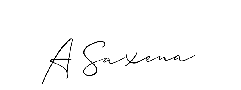 The best way (Allison_Script) to make a short signature is to pick only two or three words in your name. The name A Saxena include a total of six letters. For converting this name. A Saxena signature style 2 images and pictures png