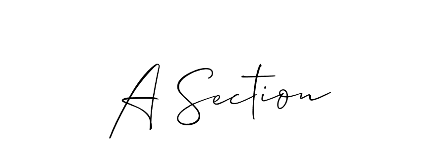 Similarly Allison_Script is the best handwritten signature design. Signature creator online .You can use it as an online autograph creator for name A Section. A Section signature style 2 images and pictures png