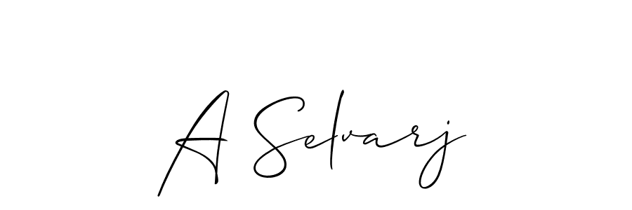 The best way (Allison_Script) to make a short signature is to pick only two or three words in your name. The name A Selvarj include a total of six letters. For converting this name. A Selvarj signature style 2 images and pictures png