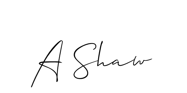 The best way (Allison_Script) to make a short signature is to pick only two or three words in your name. The name A Shaw include a total of six letters. For converting this name. A Shaw signature style 2 images and pictures png