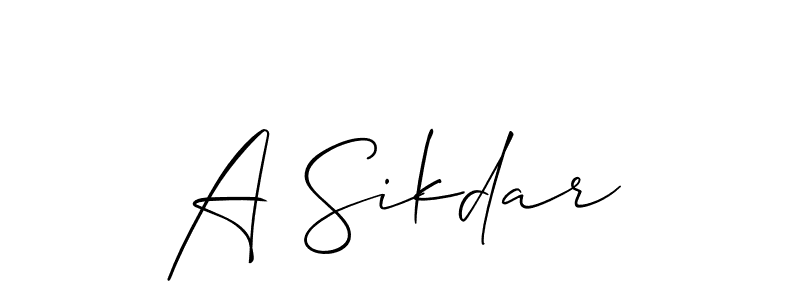 The best way (Allison_Script) to make a short signature is to pick only two or three words in your name. The name A Sikdar include a total of six letters. For converting this name. A Sikdar signature style 2 images and pictures png