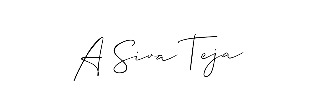 Similarly Allison_Script is the best handwritten signature design. Signature creator online .You can use it as an online autograph creator for name A Siva Teja. A Siva Teja signature style 2 images and pictures png