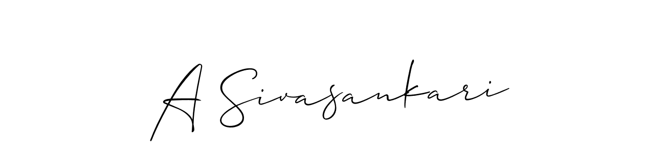 The best way (Allison_Script) to make a short signature is to pick only two or three words in your name. The name A Sivasankari include a total of six letters. For converting this name. A Sivasankari signature style 2 images and pictures png