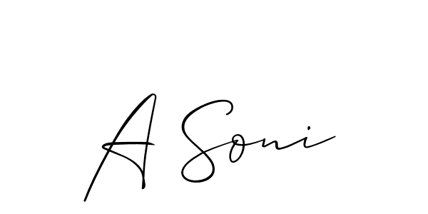 Use a signature maker to create a handwritten signature online. With this signature software, you can design (Allison_Script) your own signature for name A Soni. A Soni signature style 2 images and pictures png