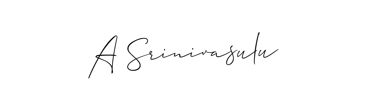 The best way (Allison_Script) to make a short signature is to pick only two or three words in your name. The name A Srinivasulu include a total of six letters. For converting this name. A Srinivasulu signature style 2 images and pictures png