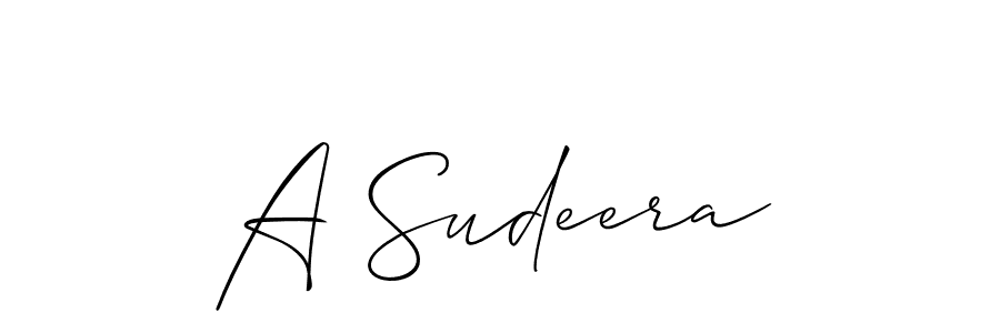 The best way (Allison_Script) to make a short signature is to pick only two or three words in your name. The name A Sudeera include a total of six letters. For converting this name. A Sudeera signature style 2 images and pictures png