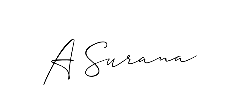 It looks lik you need a new signature style for name A Surana. Design unique handwritten (Allison_Script) signature with our free signature maker in just a few clicks. A Surana signature style 2 images and pictures png