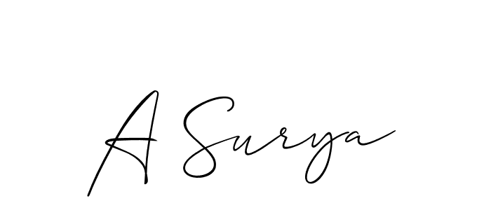 Create a beautiful signature design for name A Surya. With this signature (Allison_Script) fonts, you can make a handwritten signature for free. A Surya signature style 2 images and pictures png