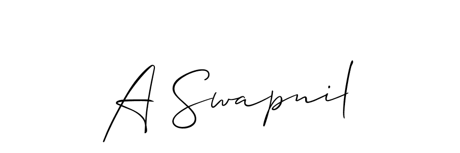 The best way (Allison_Script) to make a short signature is to pick only two or three words in your name. The name A Swapnil include a total of six letters. For converting this name. A Swapnil signature style 2 images and pictures png