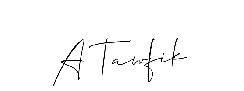 Also You can easily find your signature by using the search form. We will create A Tawfik name handwritten signature images for you free of cost using Allison_Script sign style. A Tawfik signature style 2 images and pictures png