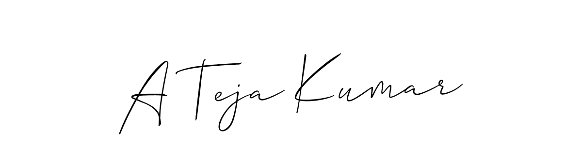 Similarly Allison_Script is the best handwritten signature design. Signature creator online .You can use it as an online autograph creator for name A Teja Kumar. A Teja Kumar signature style 2 images and pictures png
