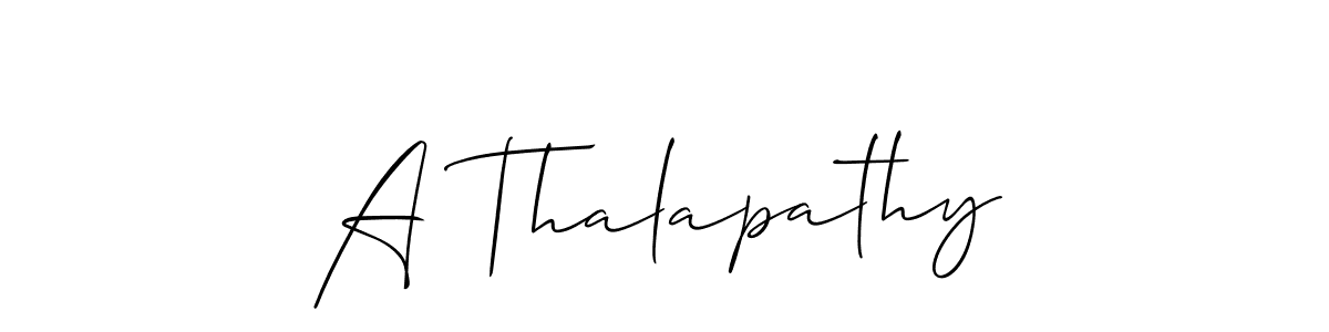 Design your own signature with our free online signature maker. With this signature software, you can create a handwritten (Allison_Script) signature for name A Thalapathy. A Thalapathy signature style 2 images and pictures png