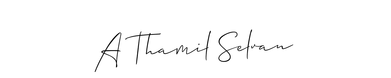 Similarly Allison_Script is the best handwritten signature design. Signature creator online .You can use it as an online autograph creator for name A Thamil Selvan. A Thamil Selvan signature style 2 images and pictures png