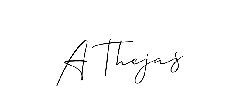 How to make A Thejas name signature. Use Allison_Script style for creating short signs online. This is the latest handwritten sign. A Thejas signature style 2 images and pictures png