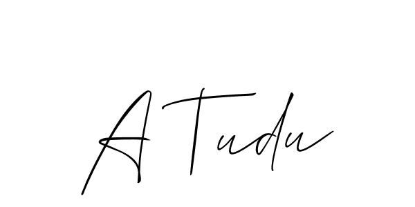 Design your own signature with our free online signature maker. With this signature software, you can create a handwritten (Allison_Script) signature for name A Tudu. A Tudu signature style 2 images and pictures png
