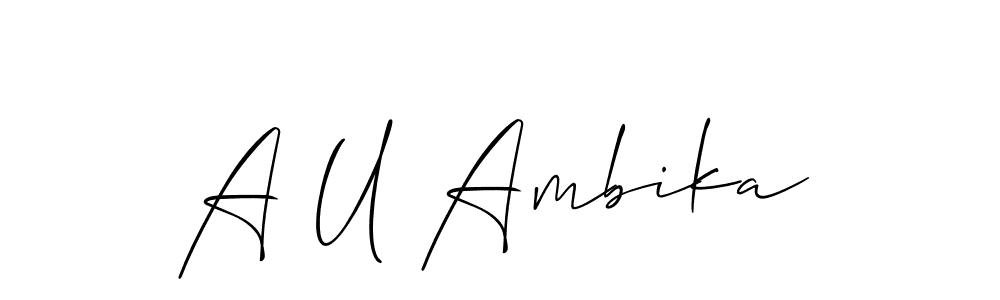 Make a beautiful signature design for name A U Ambika. Use this online signature maker to create a handwritten signature for free. A U Ambika signature style 2 images and pictures png