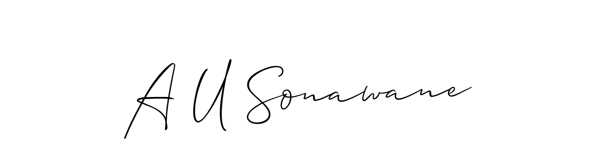 You should practise on your own different ways (Allison_Script) to write your name (A U Sonawane) in signature. don't let someone else do it for you. A U Sonawane signature style 2 images and pictures png