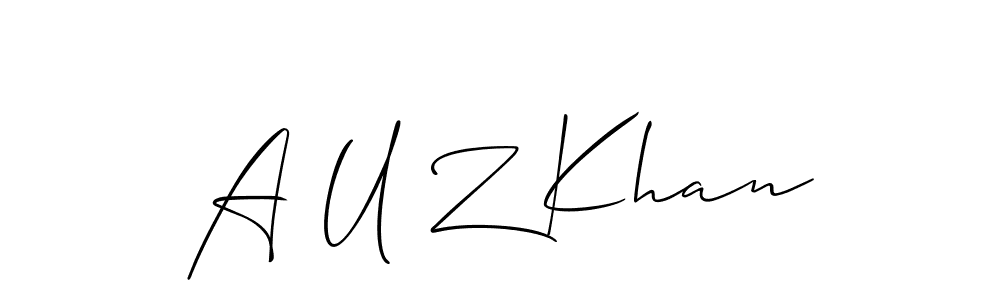 Use a signature maker to create a handwritten signature online. With this signature software, you can design (Allison_Script) your own signature for name A U Z Khan. A U Z Khan signature style 2 images and pictures png