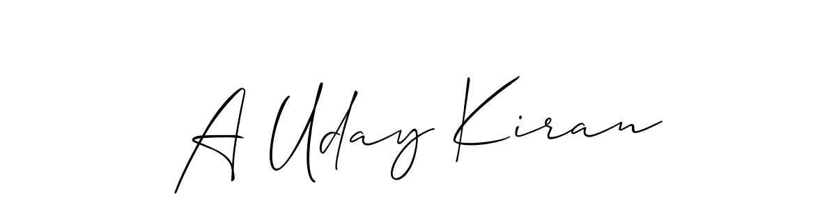 Make a beautiful signature design for name A Uday Kiran. With this signature (Allison_Script) style, you can create a handwritten signature for free. A Uday Kiran signature style 2 images and pictures png