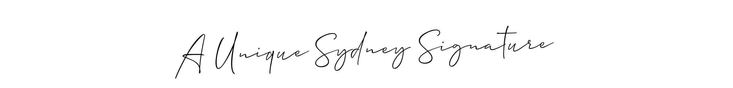 How to make A Unique Sydney Signature signature? Allison_Script is a professional autograph style. Create handwritten signature for A Unique Sydney Signature name. A Unique Sydney Signature signature style 2 images and pictures png