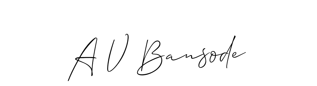 How to make A V Bansode name signature. Use Allison_Script style for creating short signs online. This is the latest handwritten sign. A V Bansode signature style 2 images and pictures png