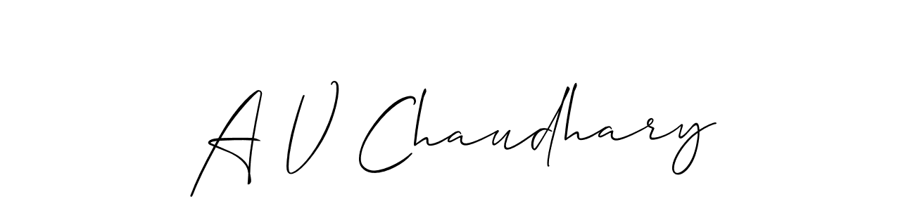 Use a signature maker to create a handwritten signature online. With this signature software, you can design (Allison_Script) your own signature for name A V Chaudhary. A V Chaudhary signature style 2 images and pictures png