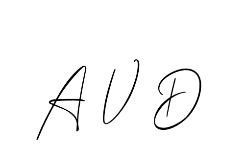Make a beautiful signature design for name A V D. With this signature (Allison_Script) style, you can create a handwritten signature for free. A V D signature style 2 images and pictures png