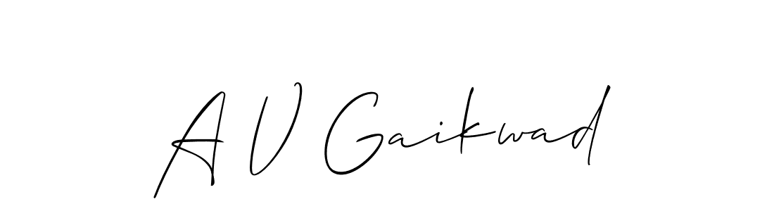 Make a short A V Gaikwad signature style. Manage your documents anywhere anytime using Allison_Script. Create and add eSignatures, submit forms, share and send files easily. A V Gaikwad signature style 2 images and pictures png