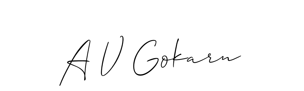 if you are searching for the best signature style for your name A V Gokarn. so please give up your signature search. here we have designed multiple signature styles  using Allison_Script. A V Gokarn signature style 2 images and pictures png