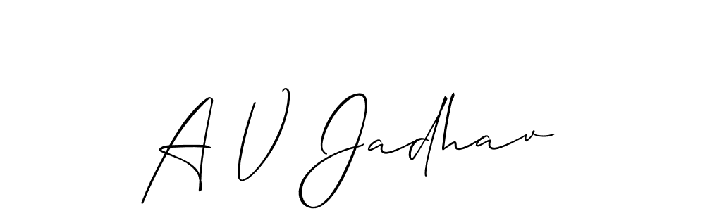 This is the best signature style for the A V Jadhav name. Also you like these signature font (Allison_Script). Mix name signature. A V Jadhav signature style 2 images and pictures png