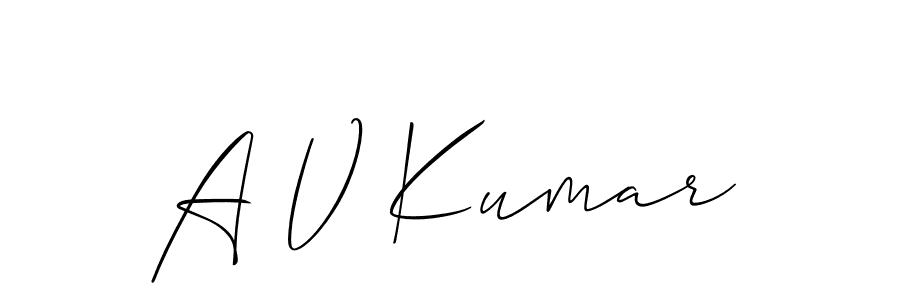 How to make A V Kumar signature? Allison_Script is a professional autograph style. Create handwritten signature for A V Kumar name. A V Kumar signature style 2 images and pictures png