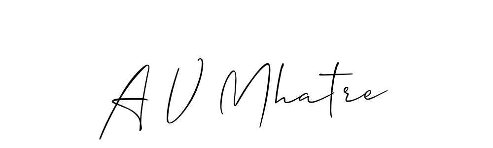 Design your own signature with our free online signature maker. With this signature software, you can create a handwritten (Allison_Script) signature for name A V Mhatre. A V Mhatre signature style 2 images and pictures png