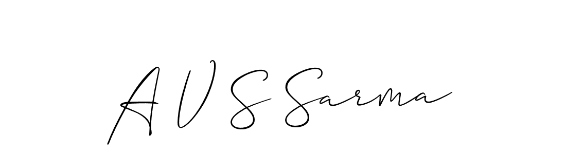 Make a beautiful signature design for name A V S Sarma. With this signature (Allison_Script) style, you can create a handwritten signature for free. A V S Sarma signature style 2 images and pictures png