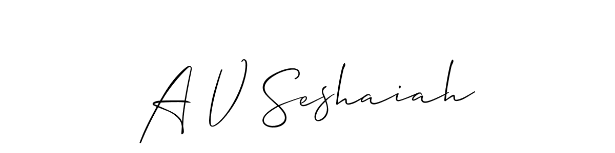 Make a short A V Seshaiah signature style. Manage your documents anywhere anytime using Allison_Script. Create and add eSignatures, submit forms, share and send files easily. A V Seshaiah signature style 2 images and pictures png