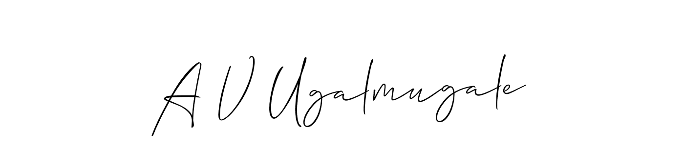 if you are searching for the best signature style for your name A V Ugalmugale. so please give up your signature search. here we have designed multiple signature styles  using Allison_Script. A V Ugalmugale signature style 2 images and pictures png