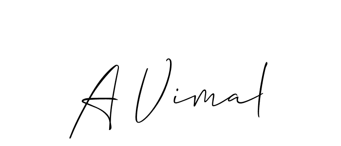 Design your own signature with our free online signature maker. With this signature software, you can create a handwritten (Allison_Script) signature for name A Vimal. A Vimal signature style 2 images and pictures png