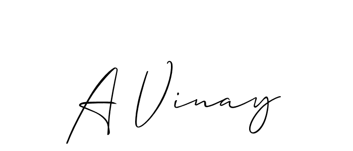 You should practise on your own different ways (Allison_Script) to write your name (A Vinay) in signature. don't let someone else do it for you. A Vinay signature style 2 images and pictures png