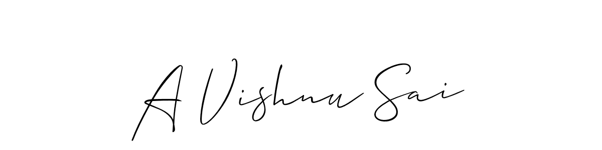 Use a signature maker to create a handwritten signature online. With this signature software, you can design (Allison_Script) your own signature for name A Vishnu Sai. A Vishnu Sai signature style 2 images and pictures png