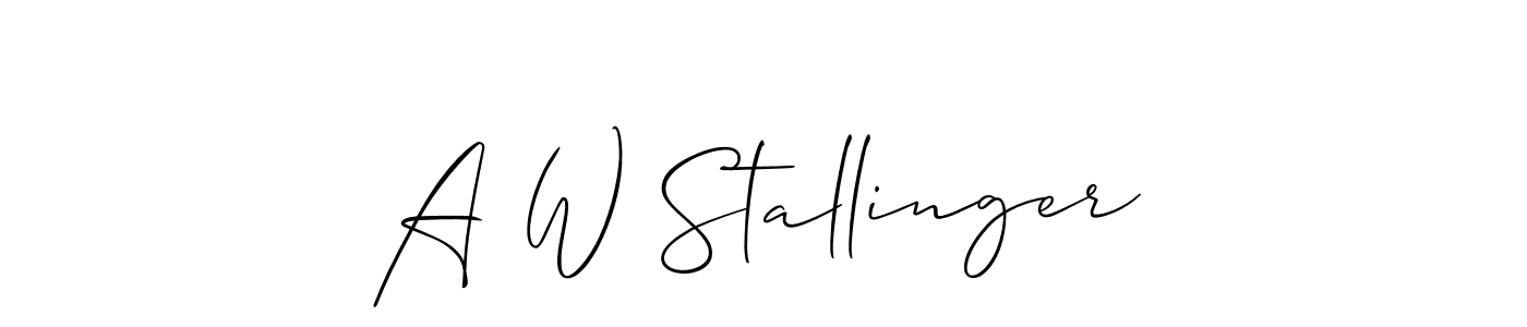 How to make A W Stallinger name signature. Use Allison_Script style for creating short signs online. This is the latest handwritten sign. A W Stallinger signature style 2 images and pictures png