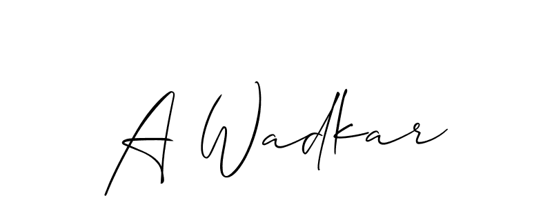 Design your own signature with our free online signature maker. With this signature software, you can create a handwritten (Allison_Script) signature for name A Wadkar. A Wadkar signature style 2 images and pictures png