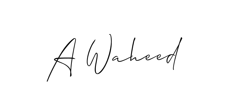 How to make A Waheed signature? Allison_Script is a professional autograph style. Create handwritten signature for A Waheed name. A Waheed signature style 2 images and pictures png